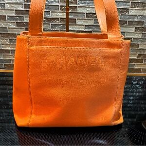 CHANEL Beautiful Orange Tote By Karl Lagerfeld.